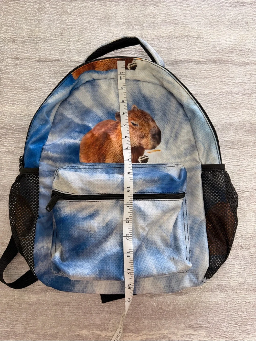 Capybara Print Blue Tie-Dye Backpack